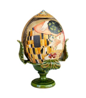 Green Pumo Klimt's Kiss - Hand-painted artisan ceramics - Grottaglie - Made in Italy