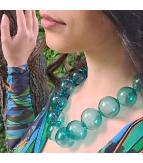 Collana Amélie Verde marino - Bolle di vetro 6