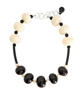 B-Color Necklace Black-White Bolle di vetro