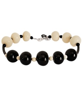 B-Color Necklace Black-White Bolle di vetro 2