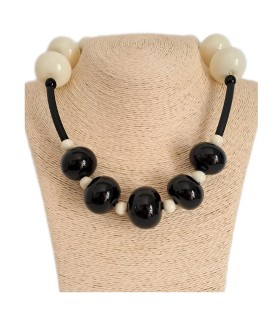 B-Color Necklace Black-White Bolle di vetro 4