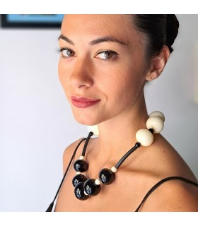 Collana B-Color Nero-Bianco Bolle di Vetro 7