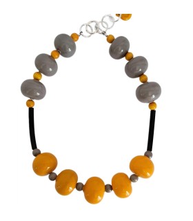 Collana B-Color Giallo-Grigio Bolle di Vetro