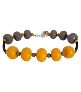 B-Color Necklace Yellow-Gray Bolle di vetro2