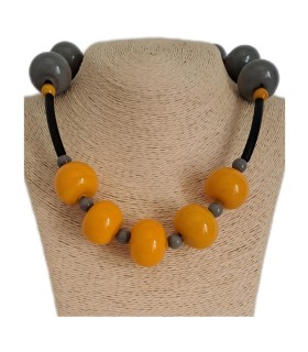 B-Color Necklace Yellow-Gray Bolle di vetro 4