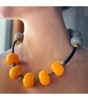 Collana B-Color Giallo-Grigio Bolle di Vetro 5