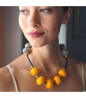 B-Color Necklace Yellow-Gray Bolle di vetro 7