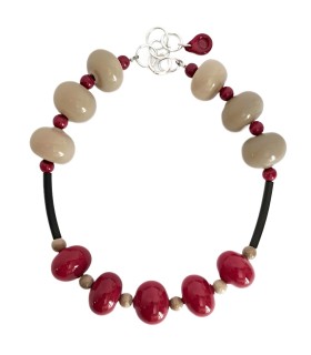B-Color Necklace Red-Taupe Bolle di vetro