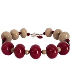 B-Color Necklace Red-Taupe Bolle di vetro 2