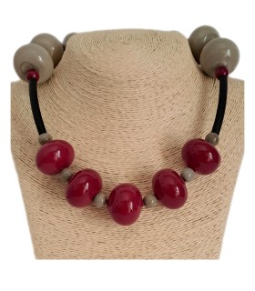 Collana B-Color Rosso-Tortora Bolle di Vetro 3