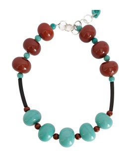 B-Color Necklace Tiffany-Brown Bolle di vetro