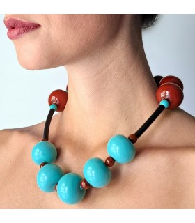 B-Color Necklace Tiffany-Brown Bolle di vetro 5