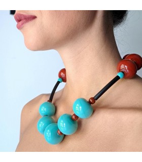 B-Color Necklace Tiffany-Brown Bolle di vetro 6