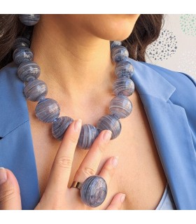 Anello Elementi Acqua 5 Bolle di Vetro